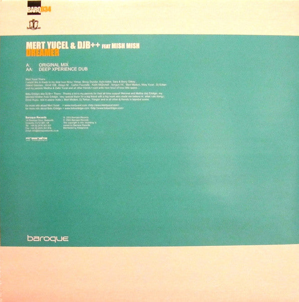 Mert Yucel & DJB++ Feat Mish Mish* : Dreamer (12")