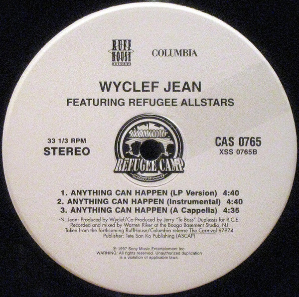 Wyclef Jean Featuring Refugee Allstars* : We Trying To Stay Alive / Anything Can Happen (12", Promo)