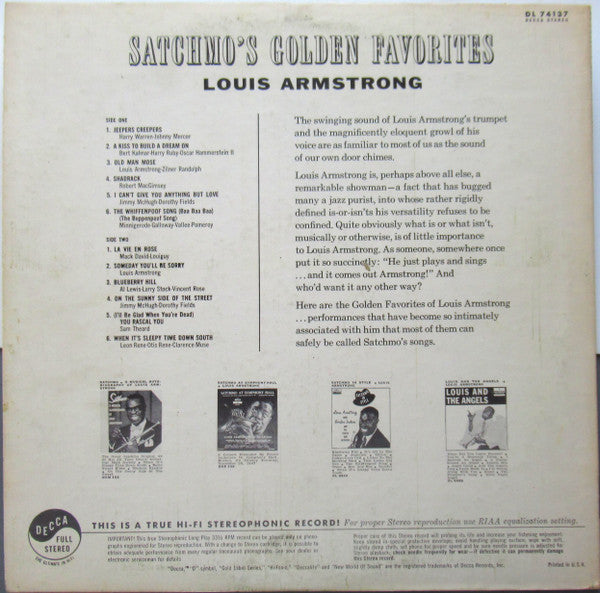 Louis Armstrong : Satchmo's Golden Favorites (LP, Pin)