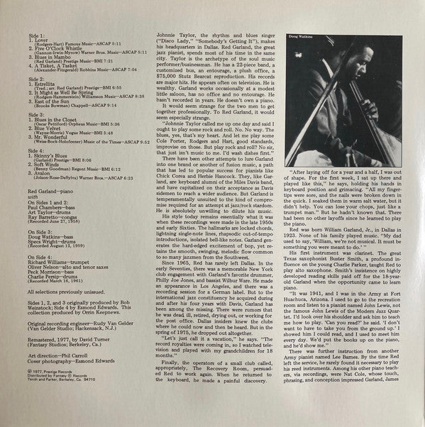 Red Garland : Rediscovered Masters (2xLP, Comp)