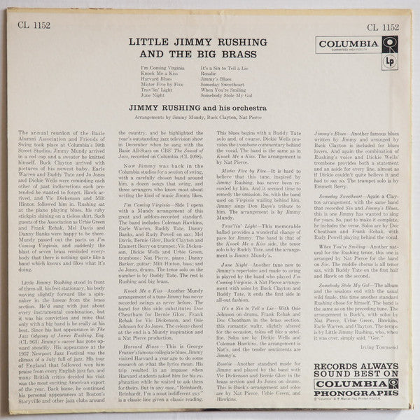 Jimmy Rushing And His Orchestra : Little Jimmy Rushing And The Big Brass (LP, Album, Mono)