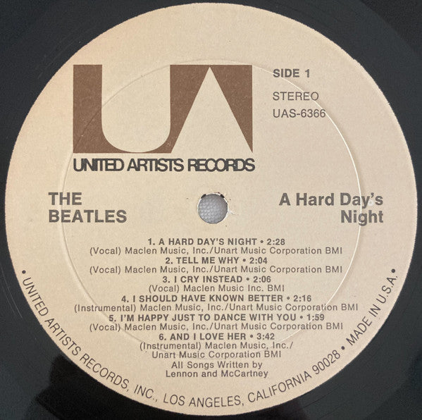 The Beatles : A Hard Day's Night (Original Motion Picture Sound Track) (LP, Album, RE)