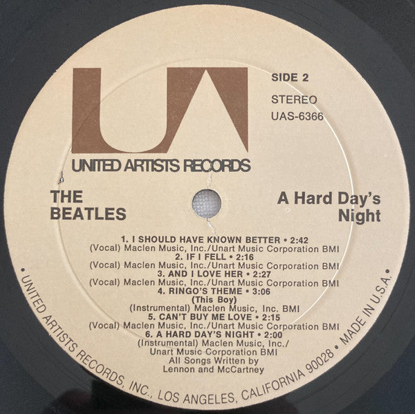 The Beatles : A Hard Day's Night (Original Motion Picture Sound Track) (LP, Album, RE)