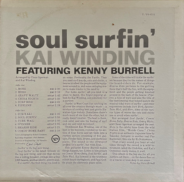 Kai Winding Featuring Kenny Burrell : Soul Surfin' (LP, Album)