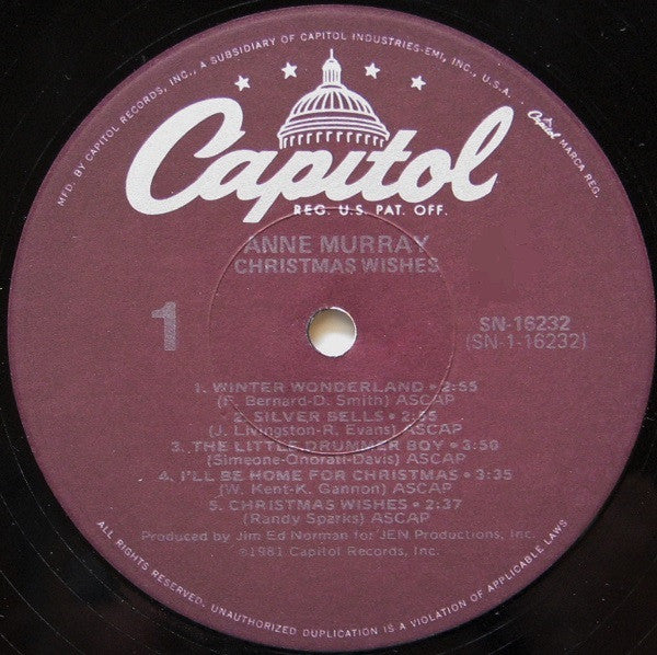 Anne Murray : Christmas Wishes (LP, Album, Jac)
