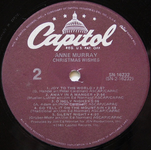 Anne Murray : Christmas Wishes (LP, Album, Jac)
