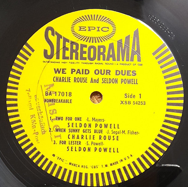 Charlie Rouse / Seldon Powell : We Paid Our Dues! (LP, XSB)