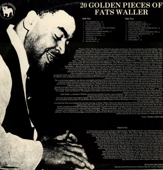 Fats Waller : 20 Golden Pieces Of Fats Waller (LP, Comp)