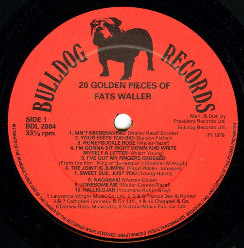 Fats Waller : 20 Golden Pieces Of Fats Waller (LP, Comp)