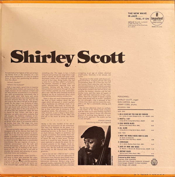 Shirley Scott : On A Clear Day (LP, Album, RP)