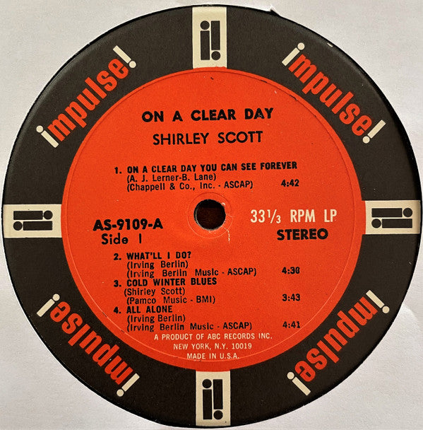 Shirley Scott : On A Clear Day (LP, Album, RP)