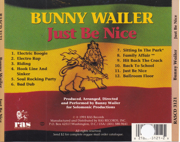 Bunny Wailer : Just Be Nice (CD, Album)