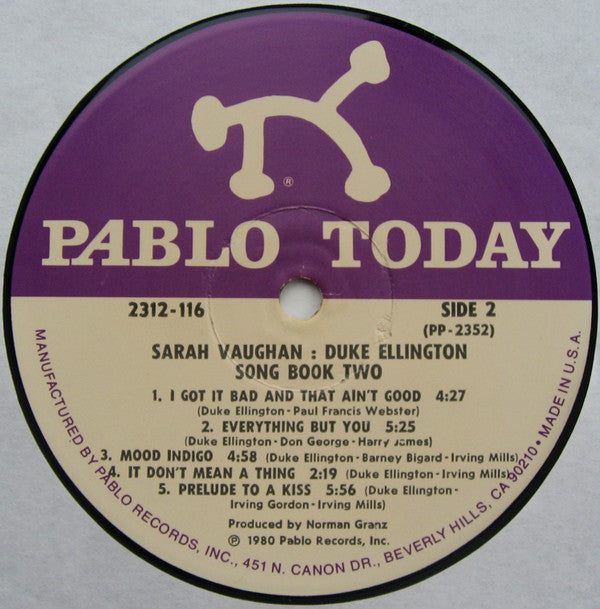 Sarah Vaughan : Duke Ellington Song Book Two (LP, Album)