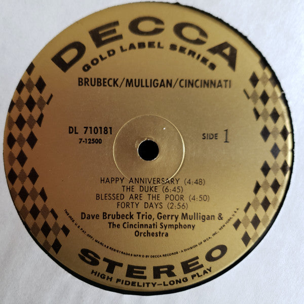 Dave Brubeck Trio With Gerry Mulligan* & The Cincinnati Symphony Orchestra* conducted by  Erich Kunzel : Brubeck/Mulligan/Cincinnati (LP, Album)