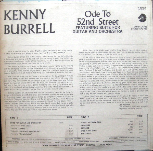 Kenny Burrell : Ode To 52nd Street (LP, Album)