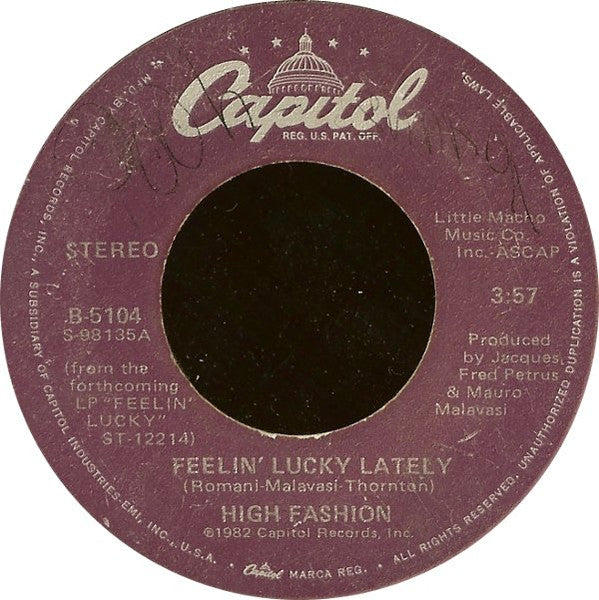 High Fashion : Feelin' Lucky Lately (7", Single)