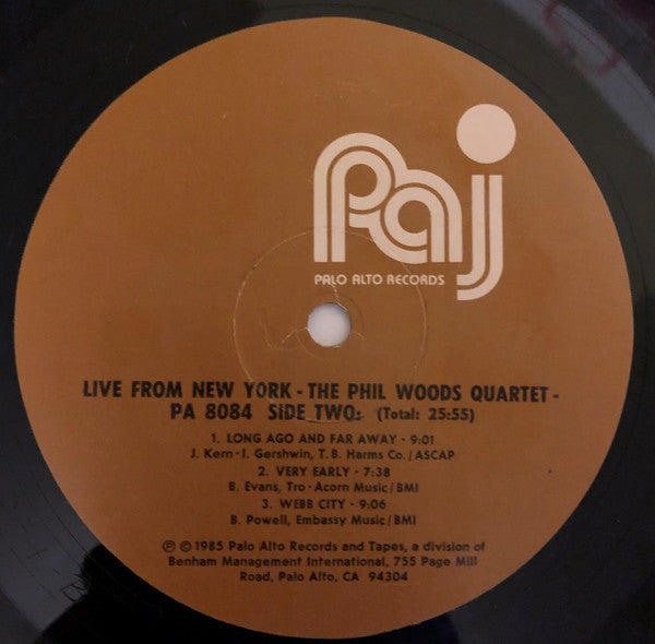 The Phil Woods Quartet : Live From New York (LP, Album)