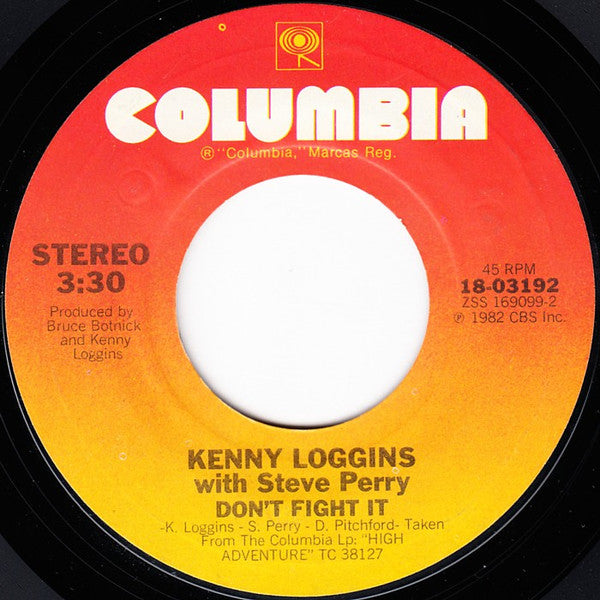 Kenny Loggins With Steve Perry : Don't Fight It (7", Single, Styrene, Pit)