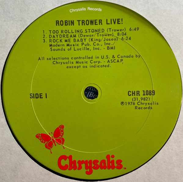 Robin Trower : Robin Trower Live! (LP, Album, Pit)