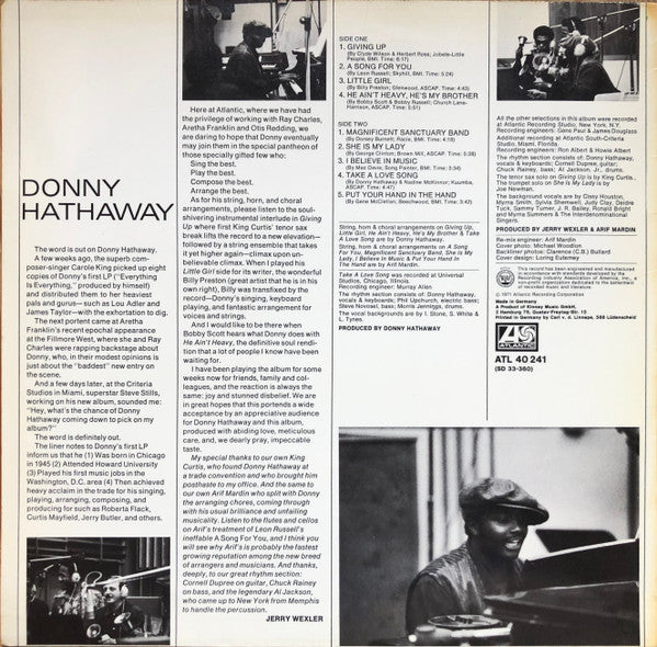 Donny Hathaway : Donny Hathaway (LP, Album)