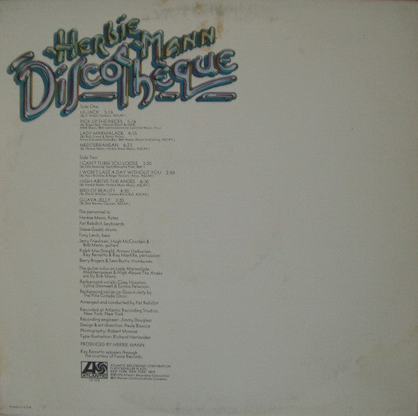 Herbie Mann : Discothèque (LP, Album, Mon)
