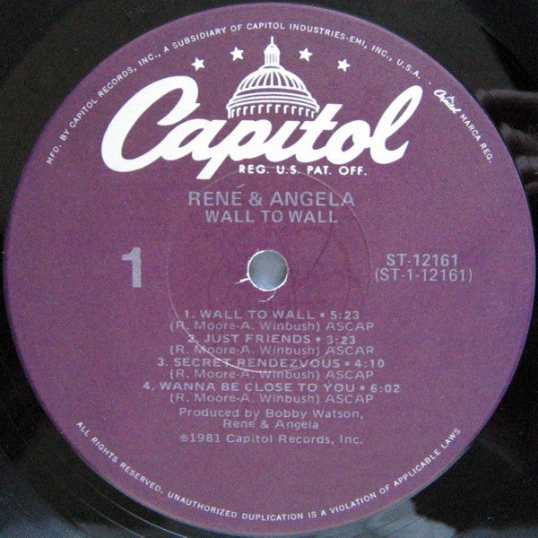 René & Angela : Wall To Wall (LP, Album, Win)