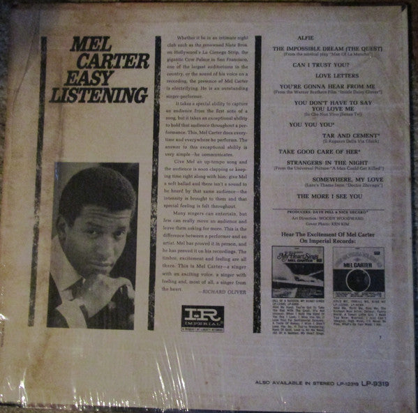 Mel Carter : Easy Listening (LP, Album, Mono)