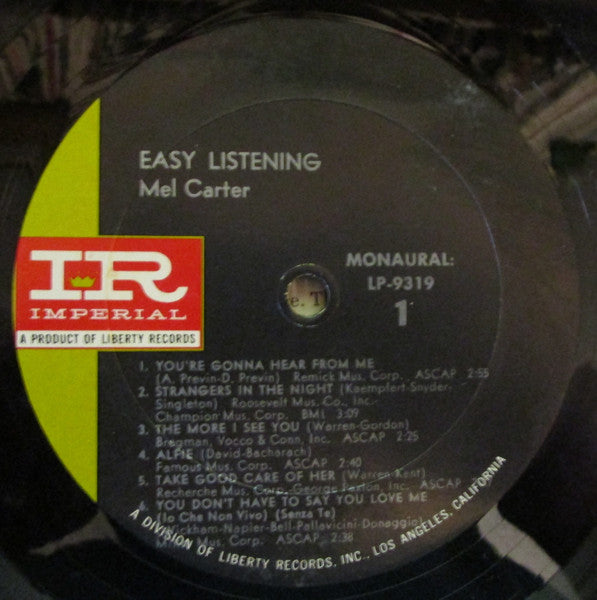 Mel Carter : Easy Listening (LP, Album, Mono)