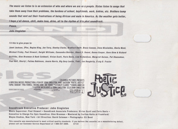 Various : Poetic Justice (Cass, Album)