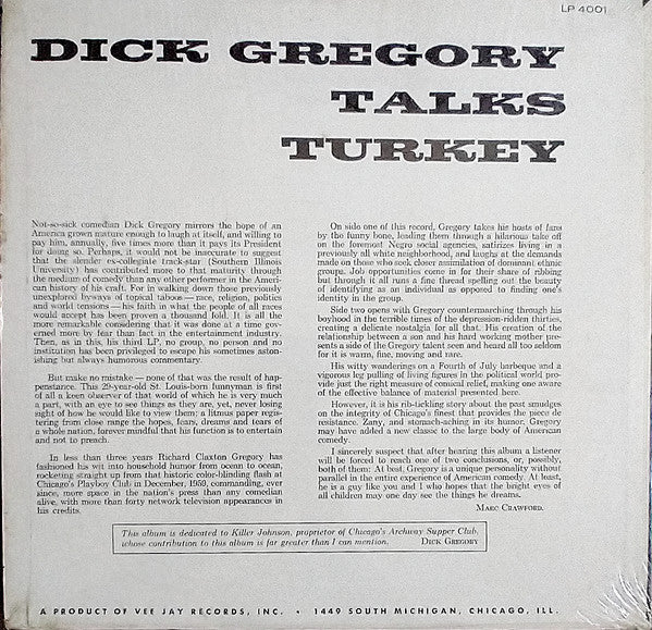 Dick Gregory : Talks Turkey (LP, Album, Mono, Bri)