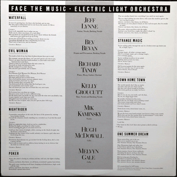 Electric Light Orchestra : Face The Music (LP, Album)