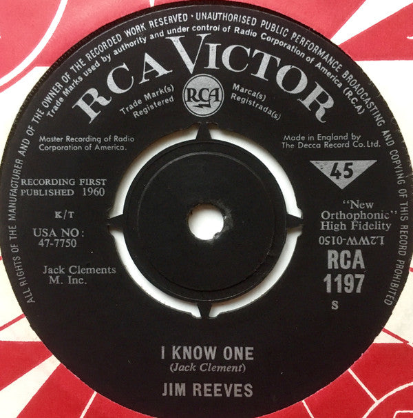 Jim Reeves : I Know One  (7", Single)