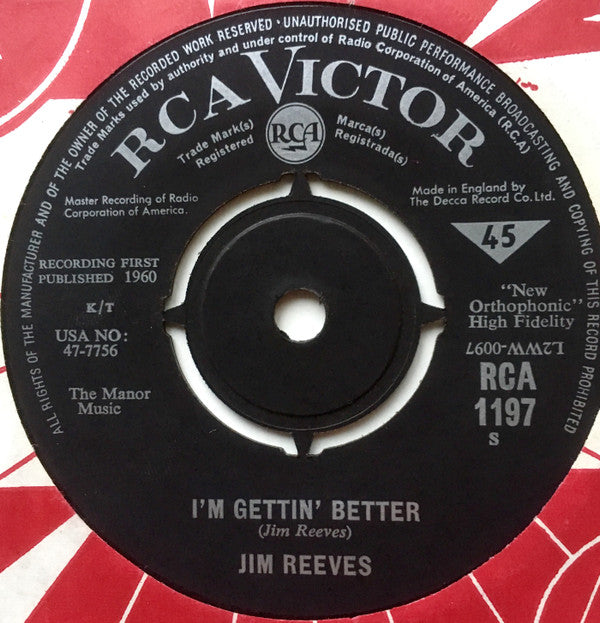 Jim Reeves : I Know One  (7", Single)