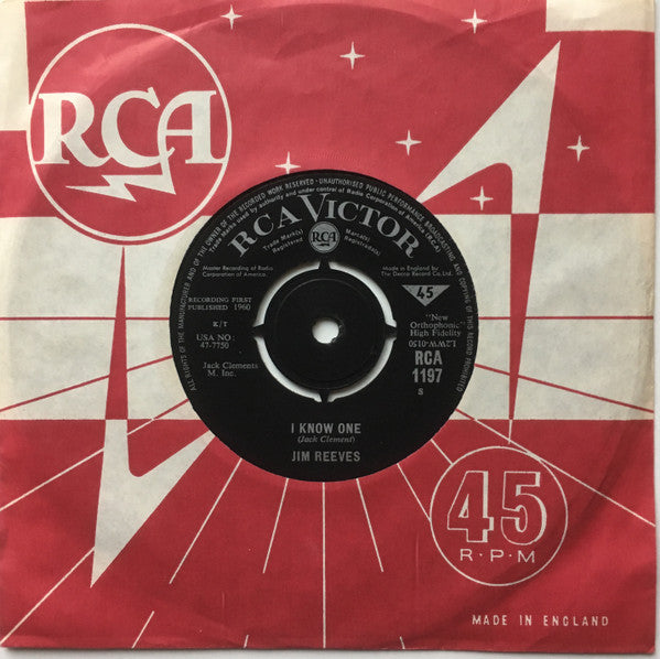 Jim Reeves : I Know One  (7", Single)