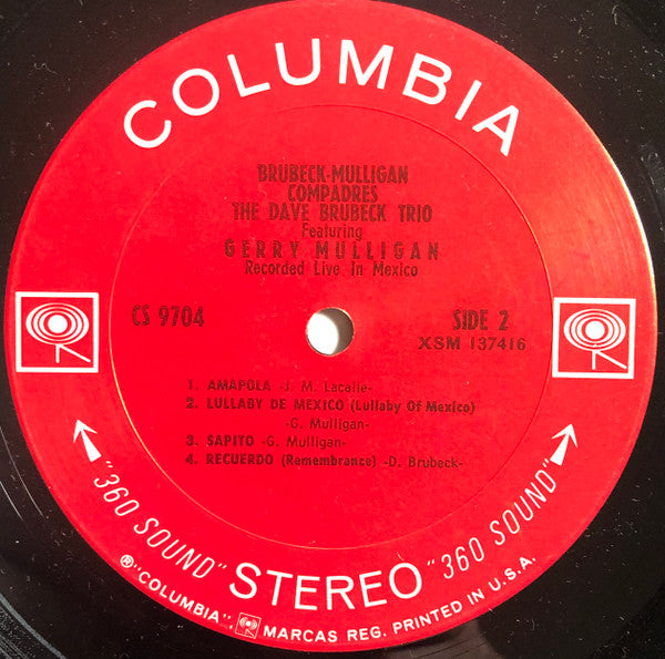 The Dave Brubeck Trio Featuring Gerry Mulligan : Compadres (LP, Album, Pit)