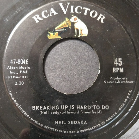 Neil Sedaka : Breaking Up Is Hard To Do (7", Roc)
