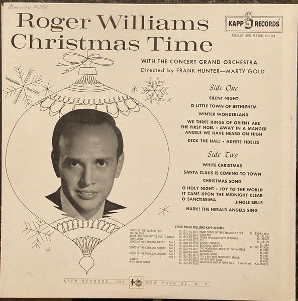 Roger Williams (2) With The Concert Grand Orchestra : Christmas Time (LP, Album, Mono, Gat)