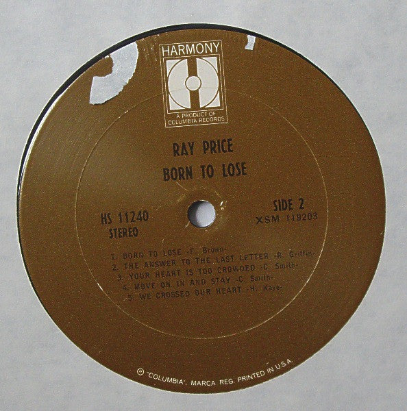 Ray Price : Born To Lose (LP, Album, RE)