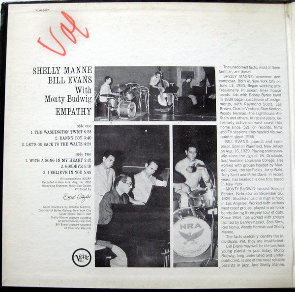 Shelly Manne / Bill Evans With Monty Budwig : Empathy (LP, Album, Mono, Gat)
