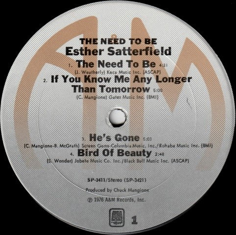 Esther Satterfield : The Need To Be (LP, Album, Pit)