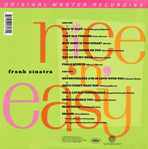 Frank Sinatra : Nice 'N' Easy (LP, Album, Ltd, RE, RM, 180)