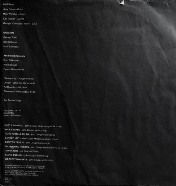 John Cougar* : American Fool (LP, Album, Club, Car)