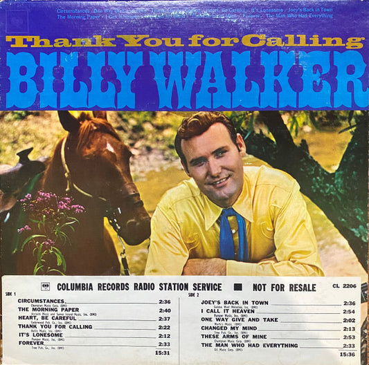 Billy Walker : Thank You For Calling (LP, Mono, Promo)