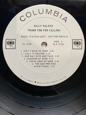 Billy Walker : Thank You For Calling (LP, Mono, Promo)