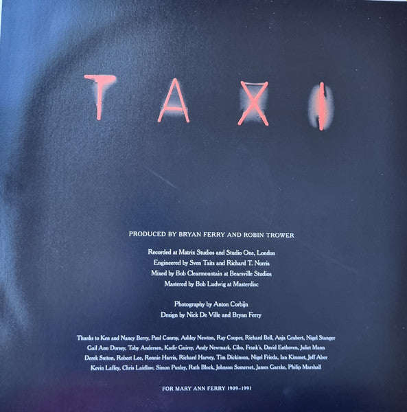Bryan Ferry : Taxi (LP, Album, RSD, Ltd, RE, Yel)