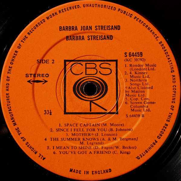 Barbra Joan Streisand* : Barbra Joan Streisand (LP, Album, Gat)