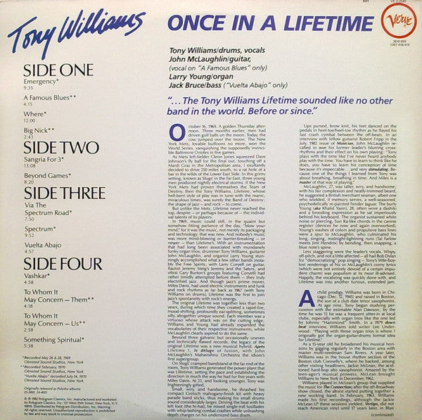 Tony Williams* : Once In A Lifetime (2xLP, Comp)