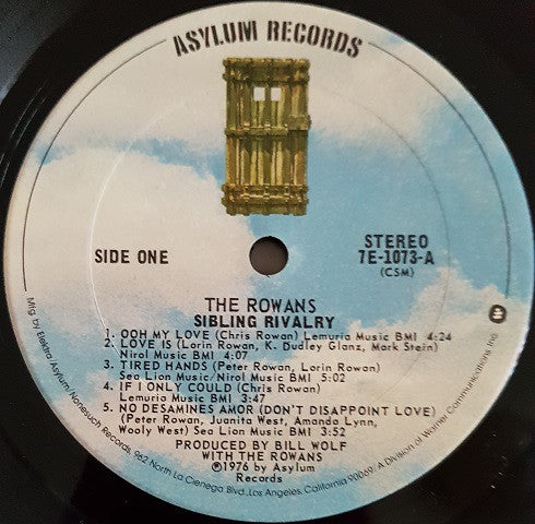 The Rowans (2) : Sibling Rivalry (LP, Album, San)