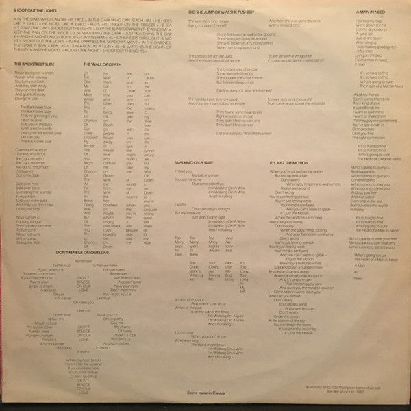 Richard & Linda Thompson : Shoot Out The Lights (LP, Album, RE, Eur)