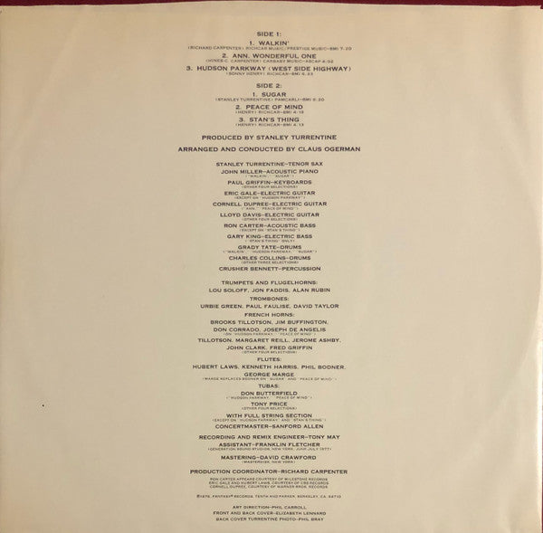 Stanley Turrentine : West Side Highway (LP, Album, Ter)